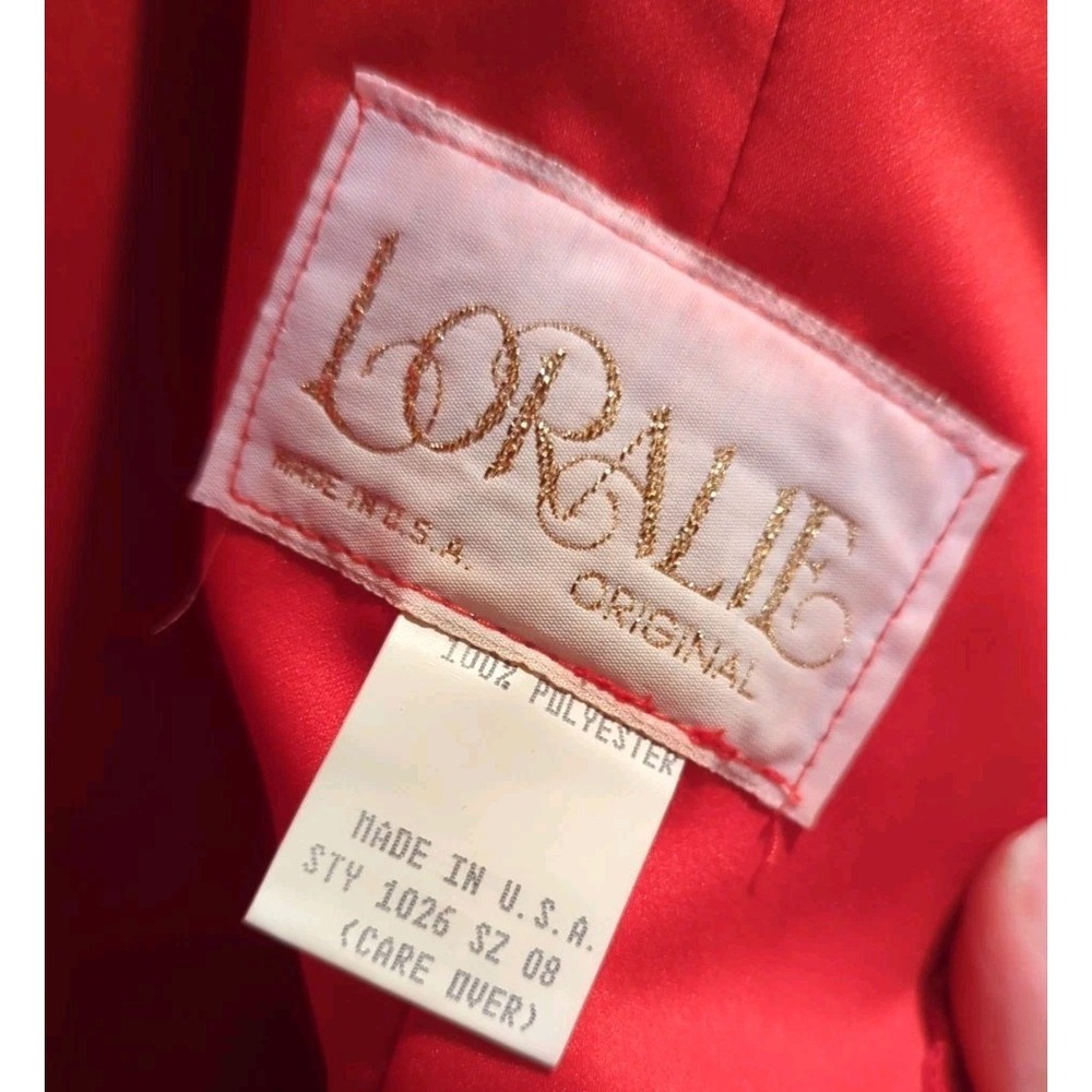 Vintage Loralie Party Prom Dress Size 8 Red Silk With Red‎ & Black Feathers - Picture 12 of 16